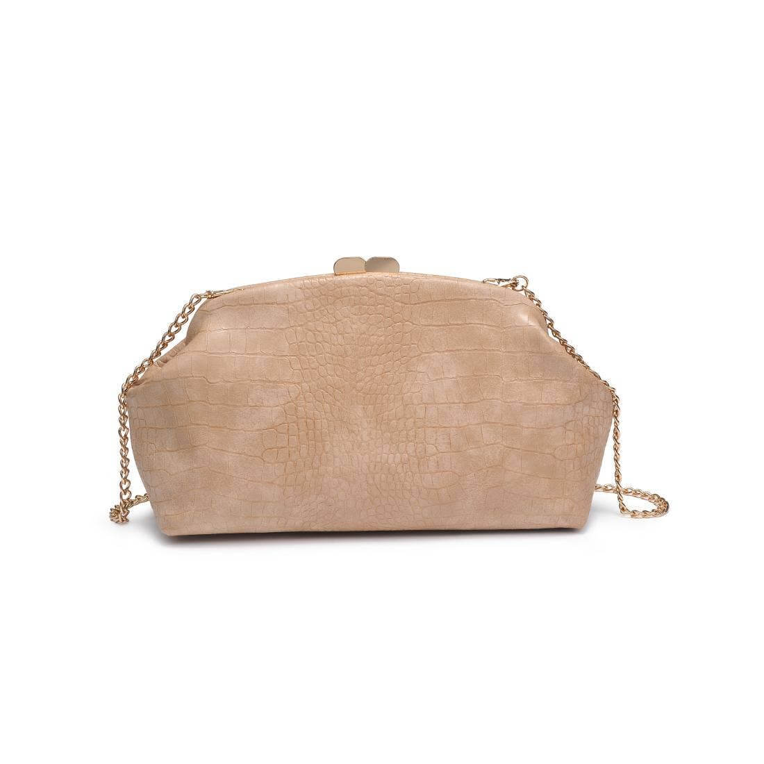 Beige Croc-Embossed Clutch – Neutral Everyday Handbag – Alicia DiMichele Boutique