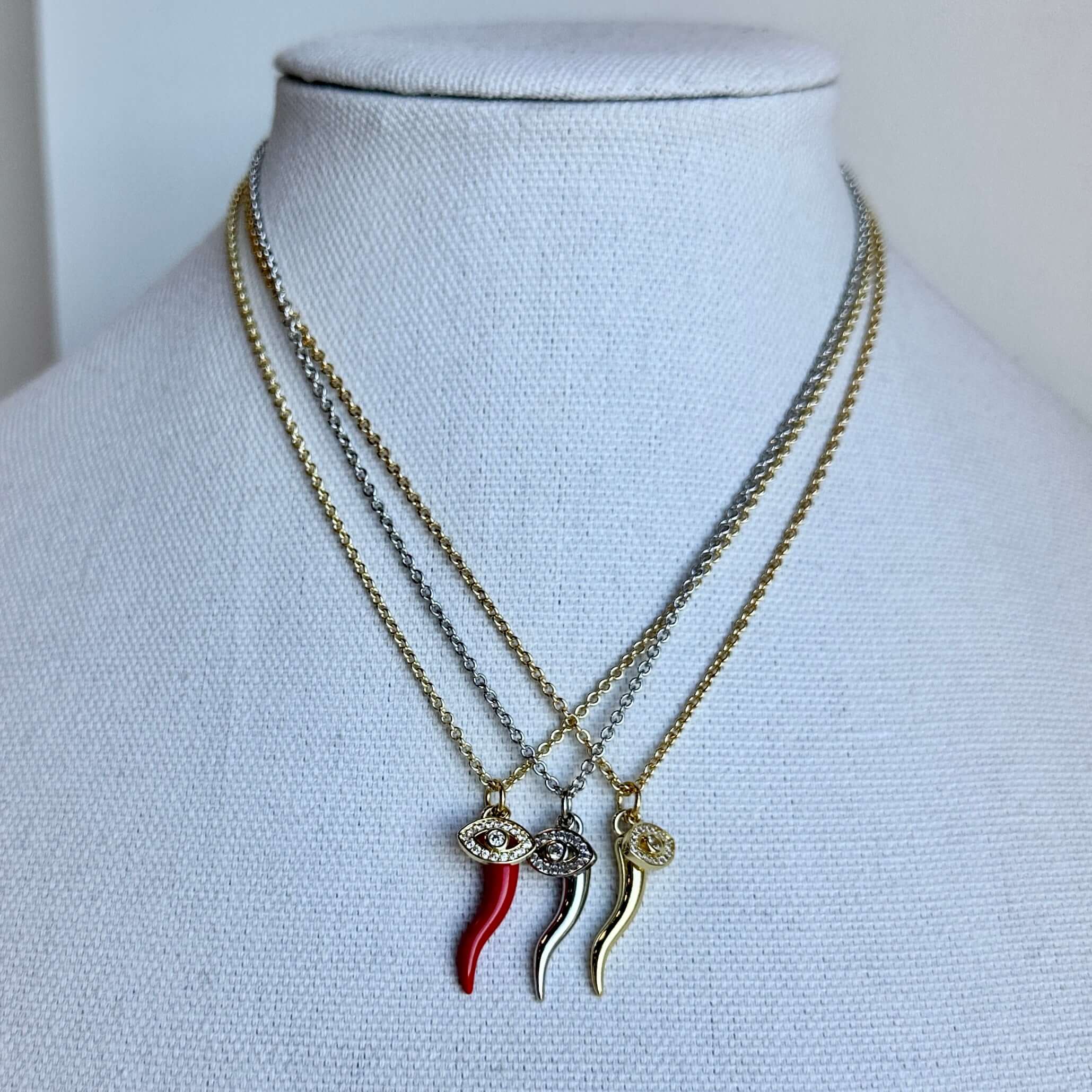 Give ‘Em The Horn Gold Necklace - Red – Alicia DiMichele Boutique