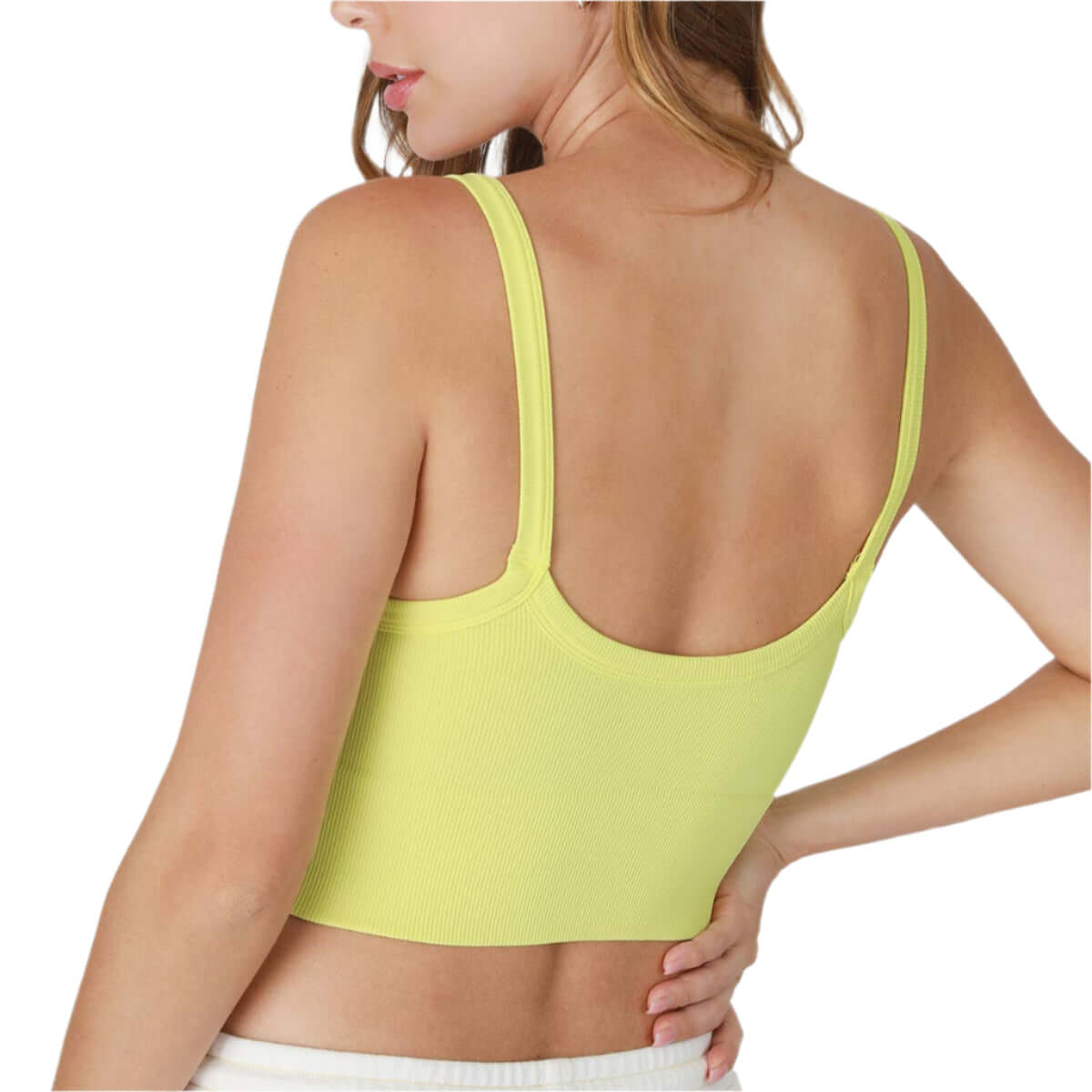 V Neck Cropped Tank - Yellow – Alicia DiMichele Boutique