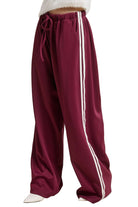 Side Stripe Wide-Leg Track Pants – Maroon – Alicia DiMichele Boutique