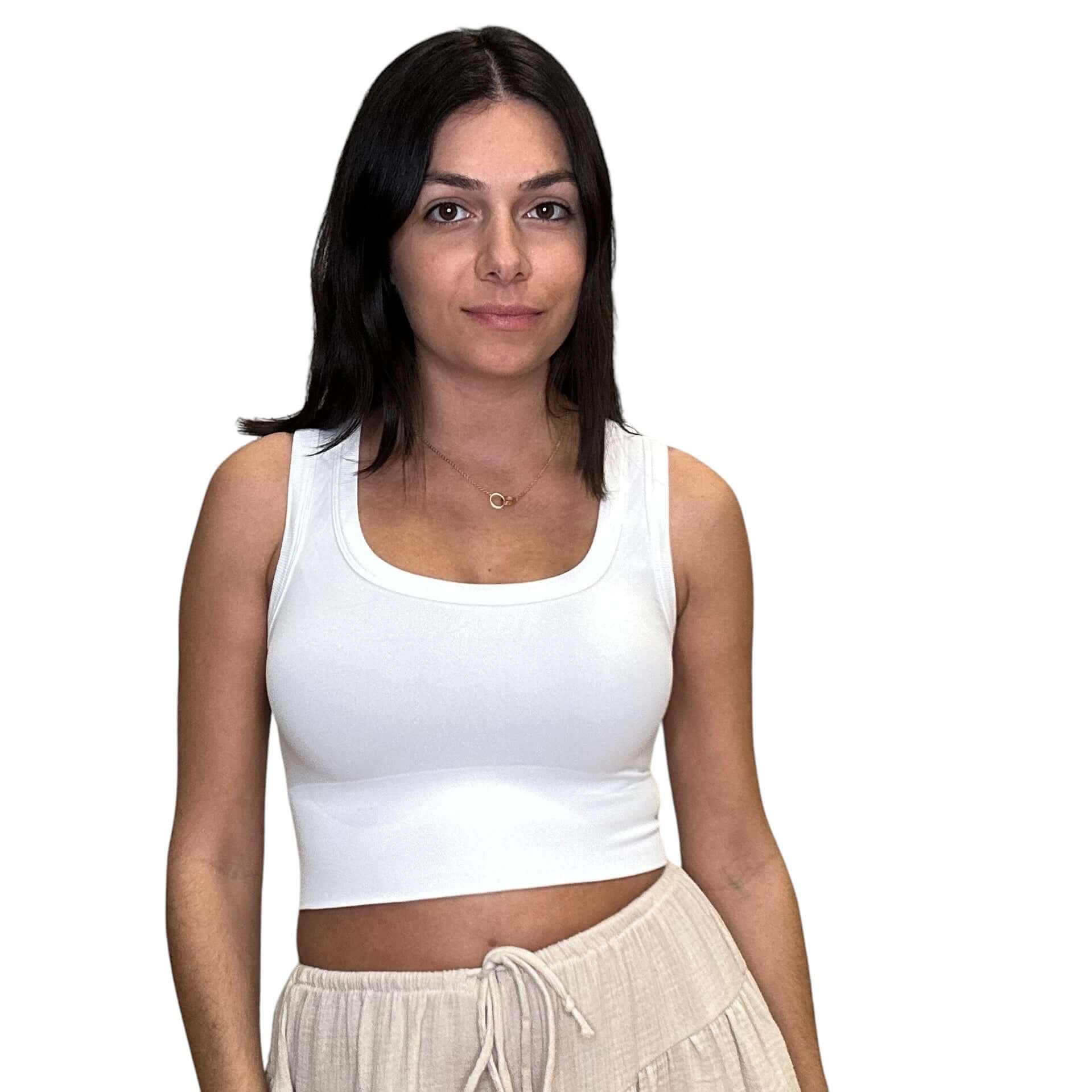 Deep Scoop Neck Crop Top - White – Alicia DiMichele Boutique