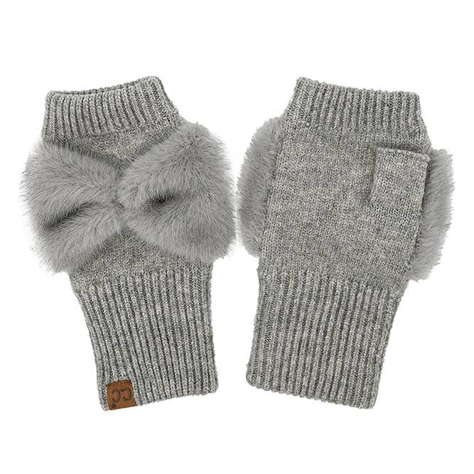 Bow Babe Faux Fur Fingerless Gloves