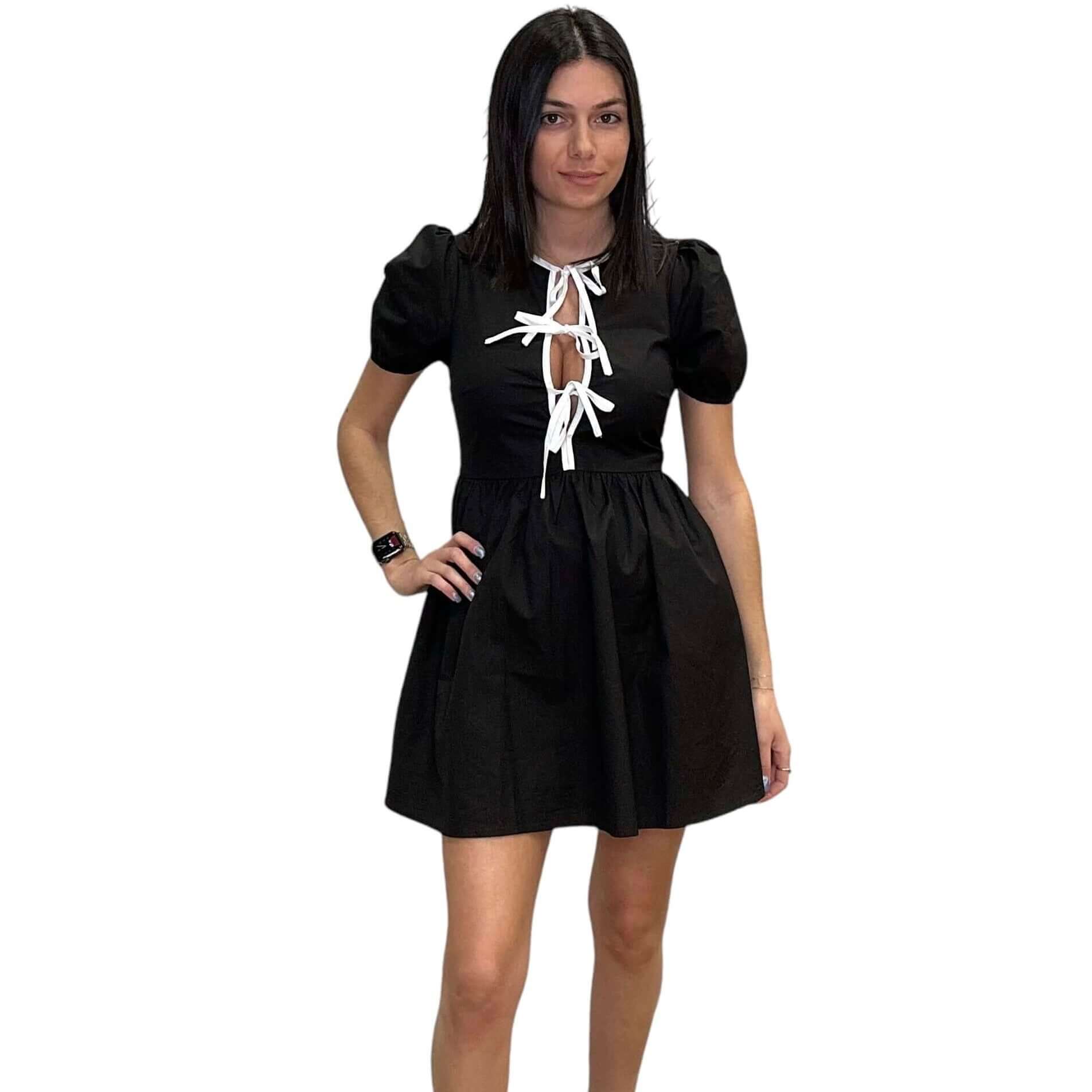 Puff Sleeve Bow Detail Mini Dress – Alicia DiMichele Boutique