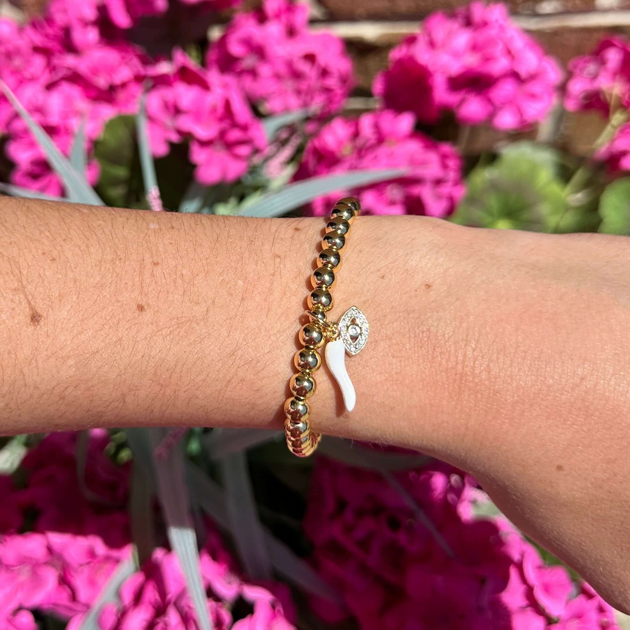 Give ‘Em The Horn Gold Bracelet - White – Alicia DiMichele Boutique