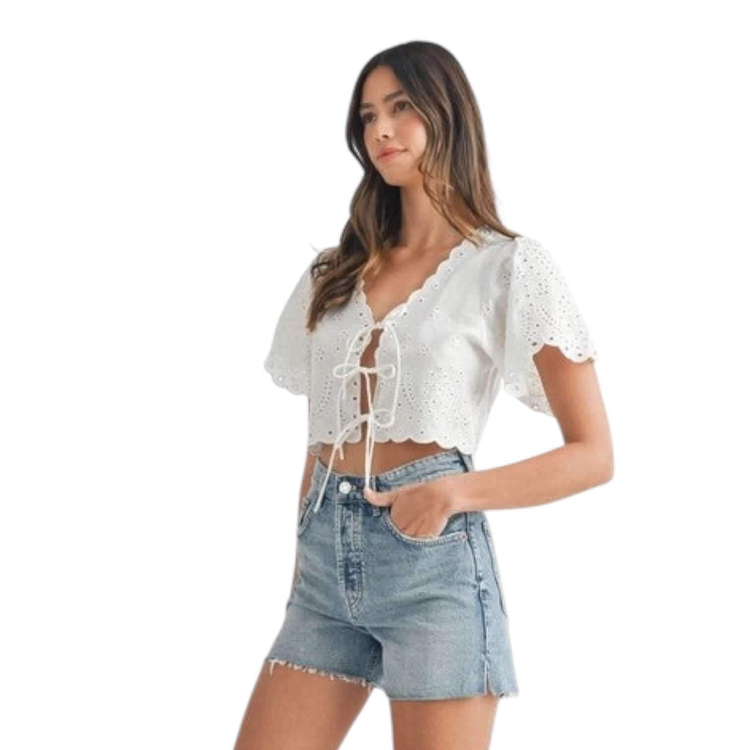 Eyelet Charm Tie Top – Alicia DiMichele Boutique