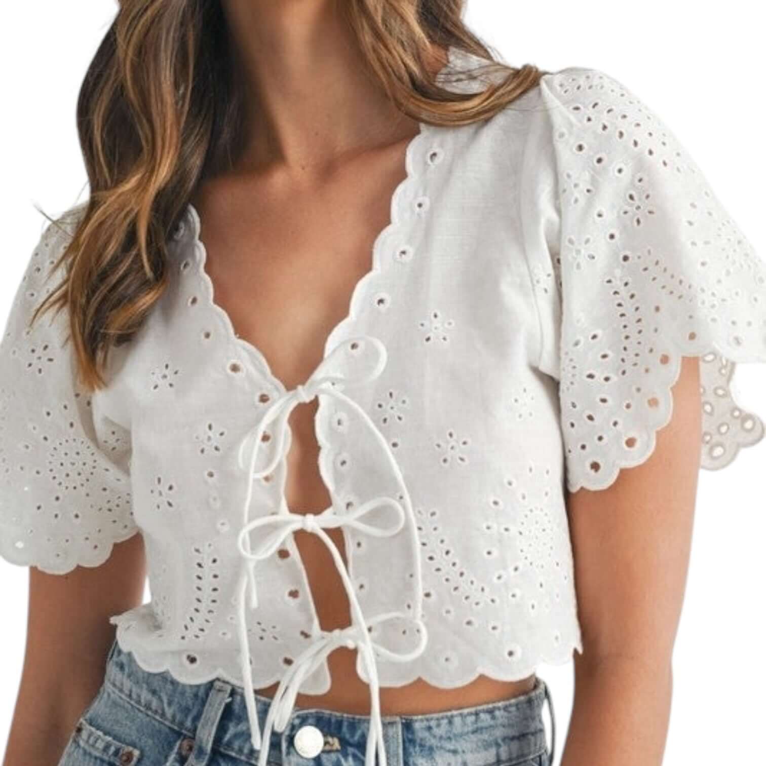 Eyelet Charm Tie Top – Alicia DiMichele Boutique
