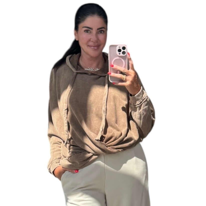 Twisted Hoodie – Chocolate – Alicia DiMichele Boutique