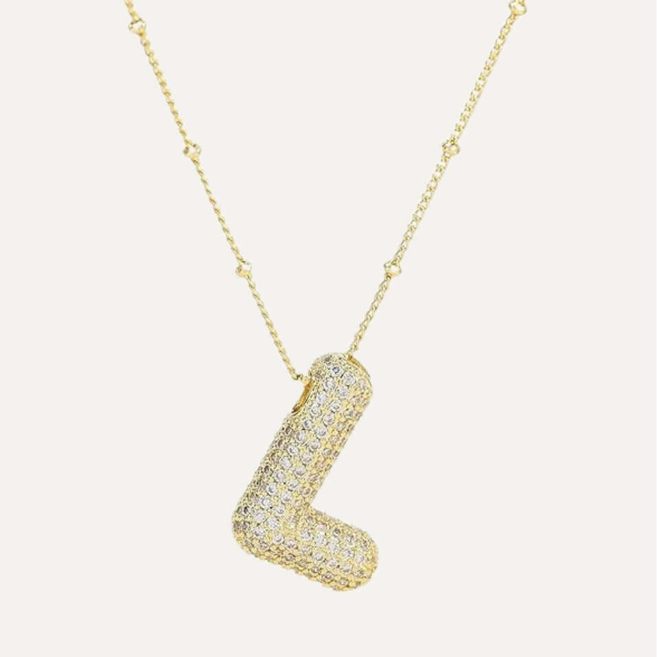 Bubble Pave Initial Necklace – Alicia DiMichele Boutique