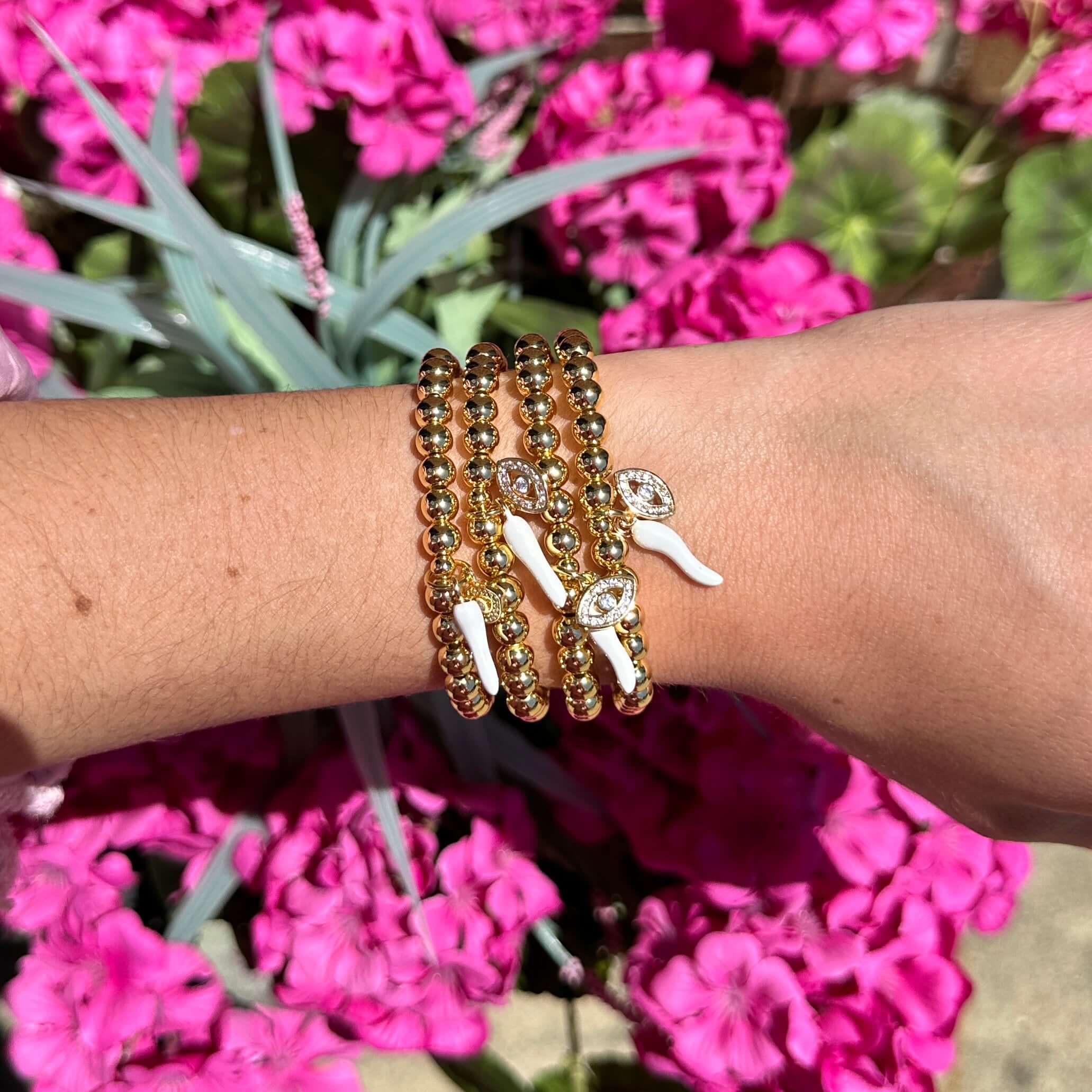 Give ‘Em The Horn Gold Bracelet - White – Alicia DiMichele Boutique