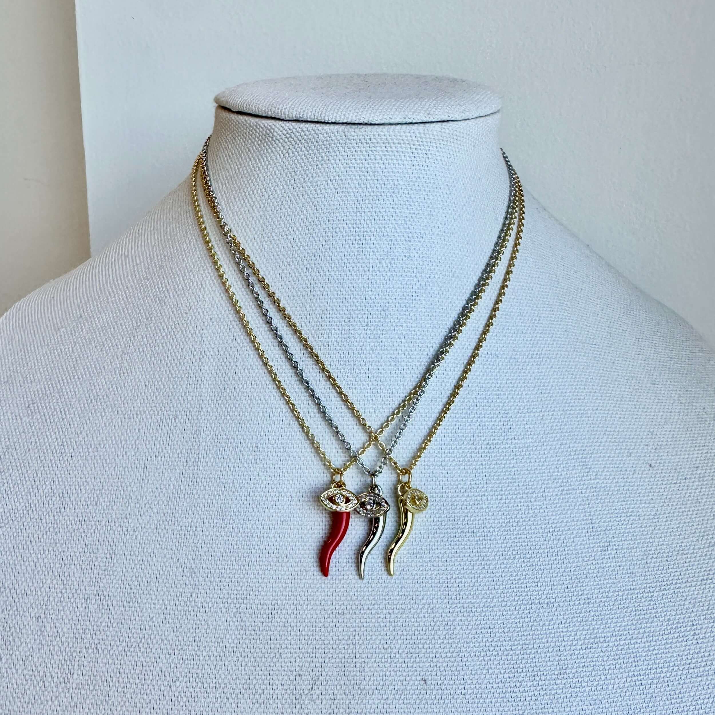 Give ‘Em The Horn Gold Necklace - Red – Alicia DiMichele Boutique