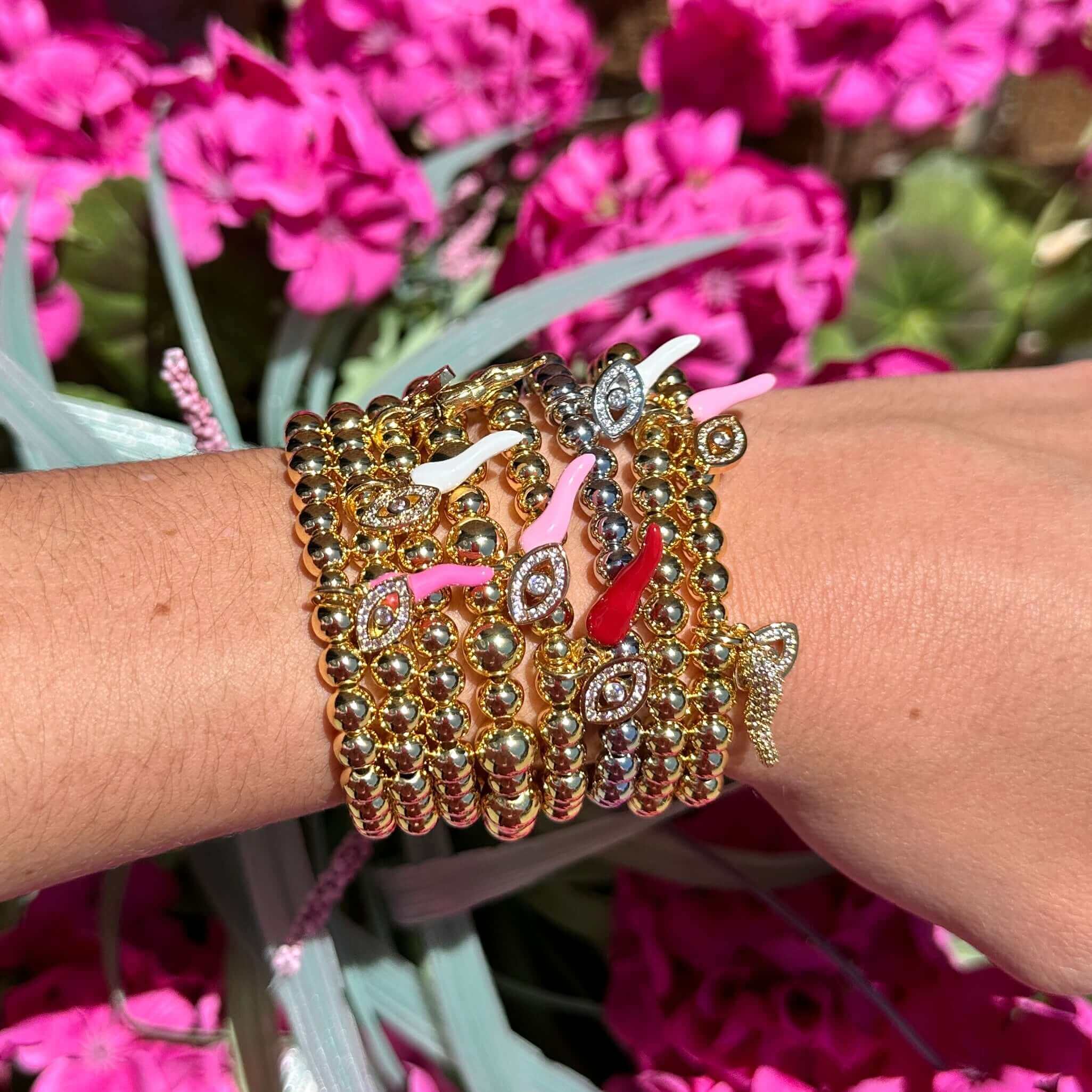 Give ‘Em The Horn Silver Bracelet - White – Alicia DiMichele Boutique