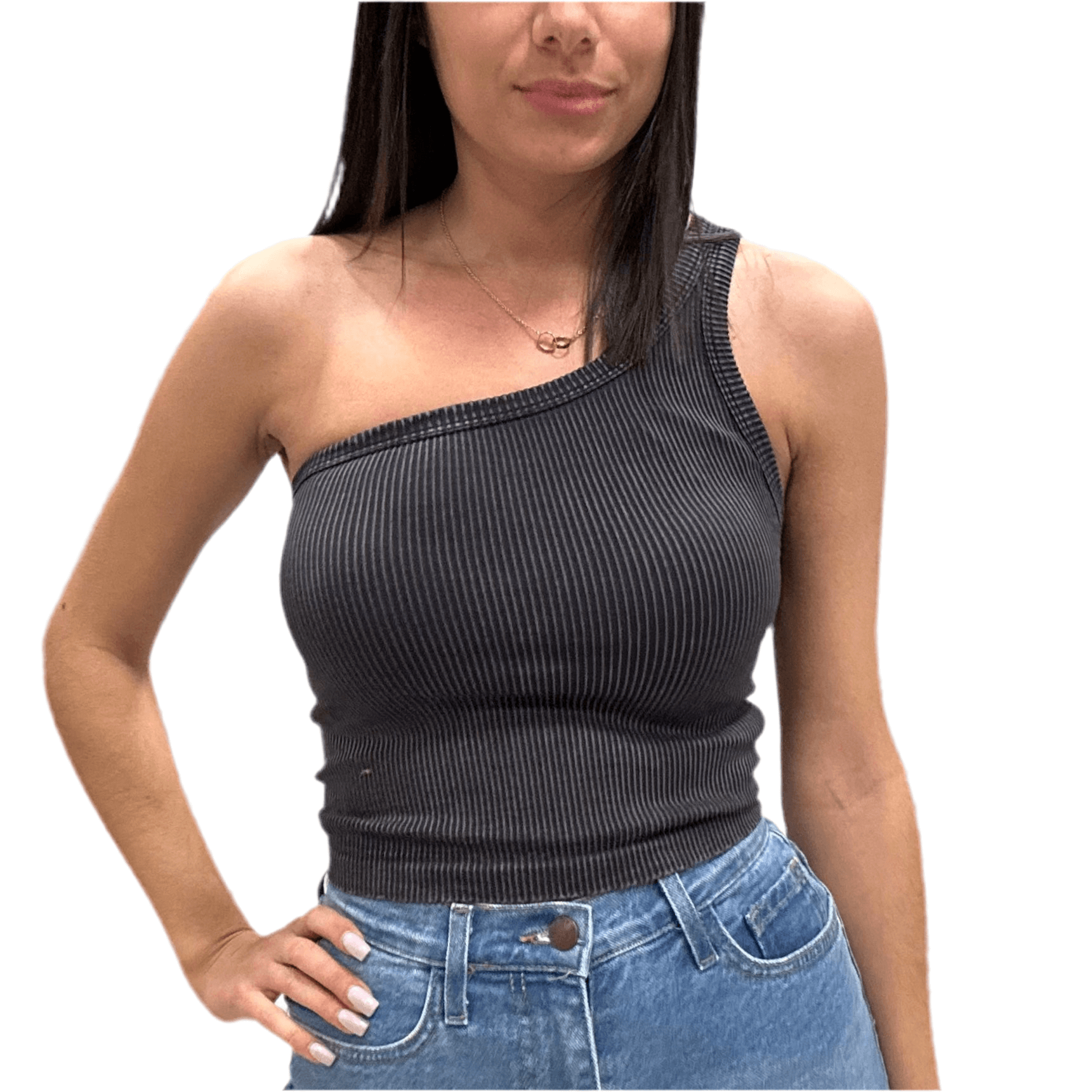 Vintage One Shoulder Crop Top - Black – Alicia DiMichele Boutique