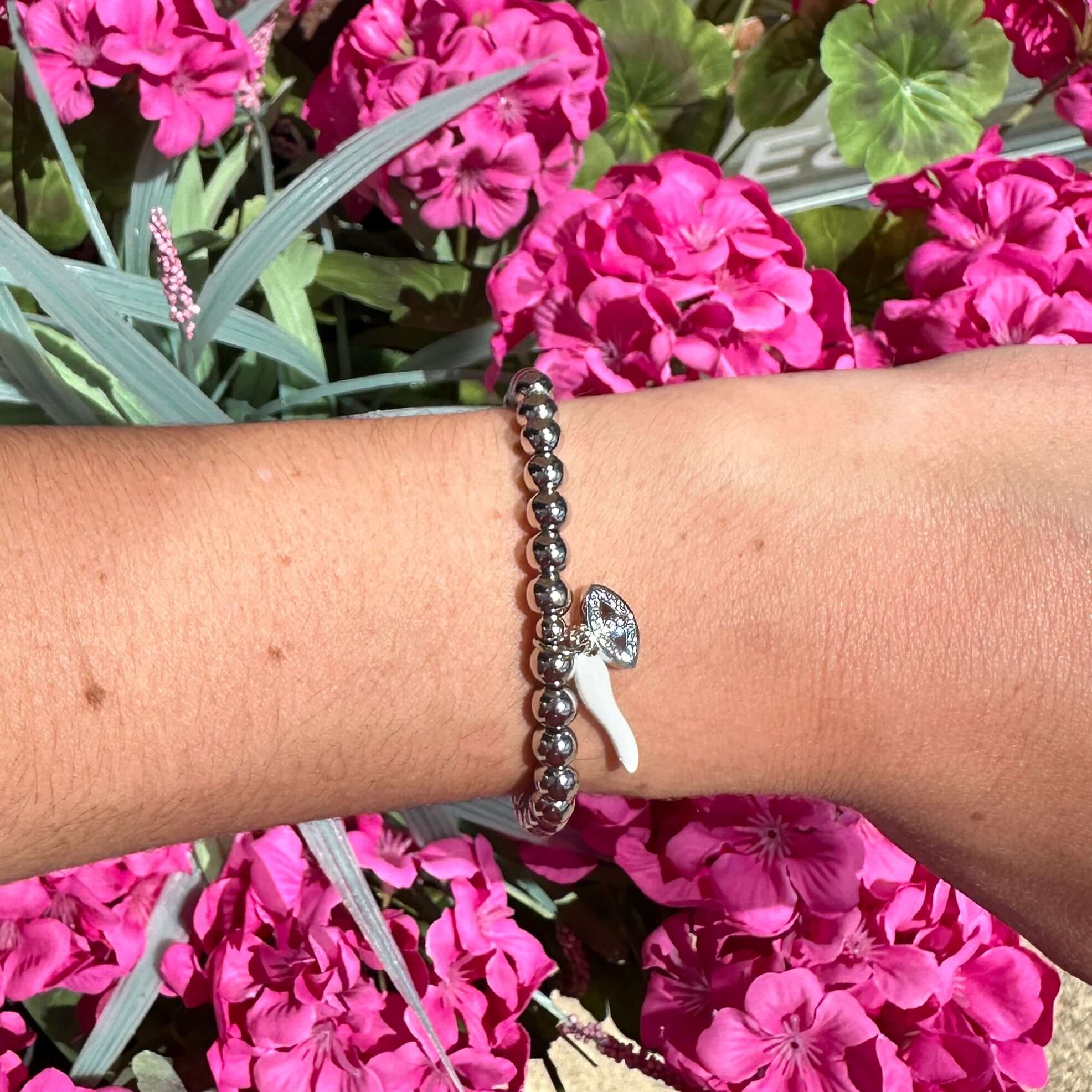 Give ‘Em The Horn Silver Bracelet - White – Alicia DiMichele Boutique