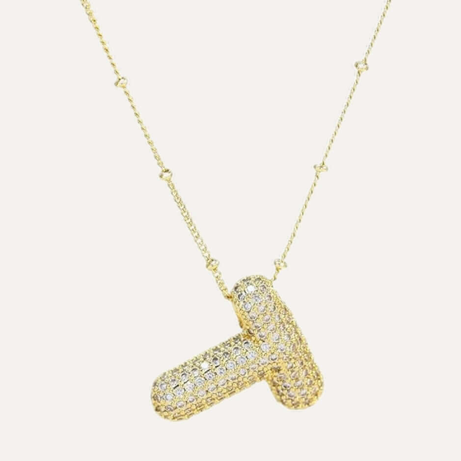 Bubble Pave Initial Necklace – Alicia DiMichele Boutique