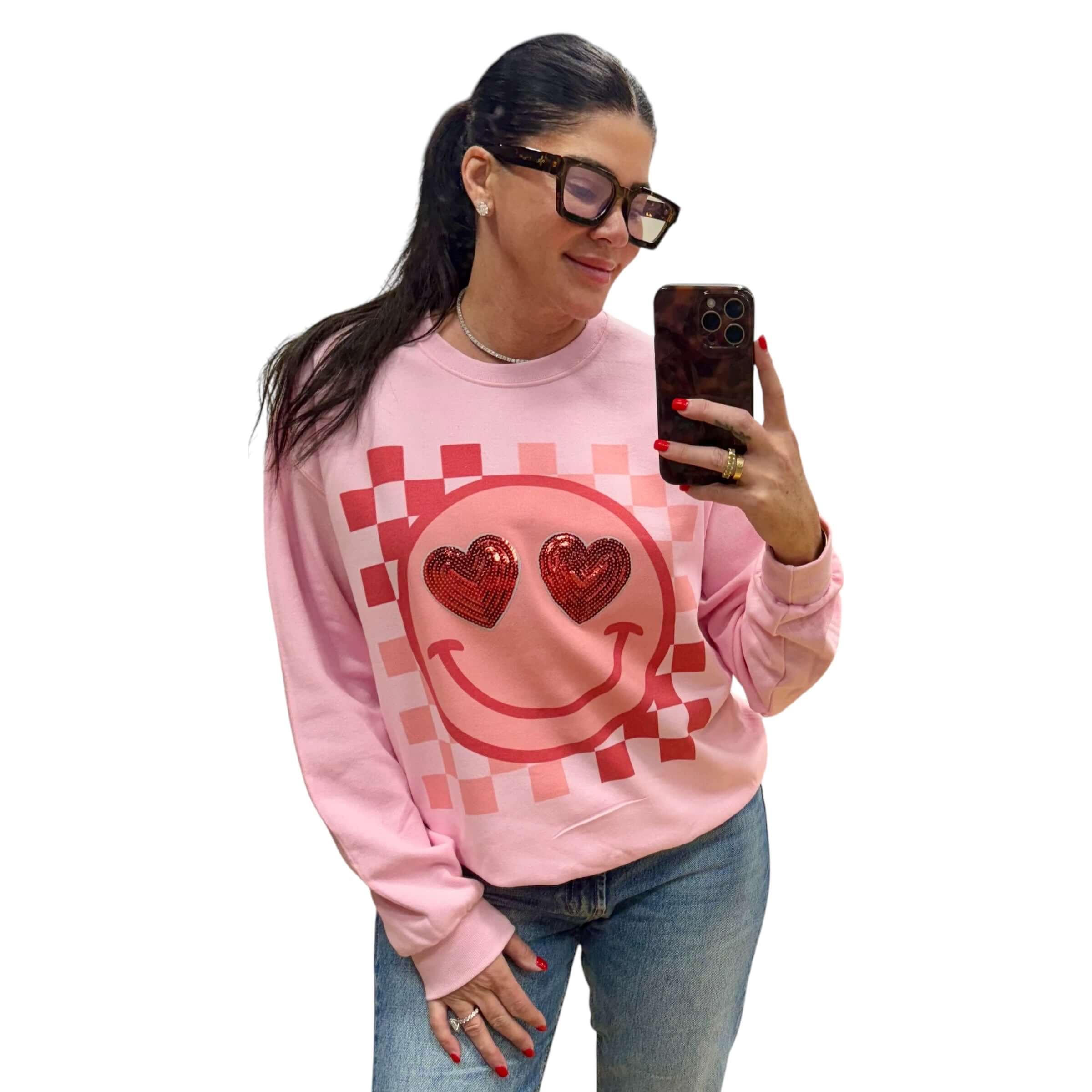 Valentine Sequin Smiley Graphic Sweatshirt – Alicia DiMichele Boutique