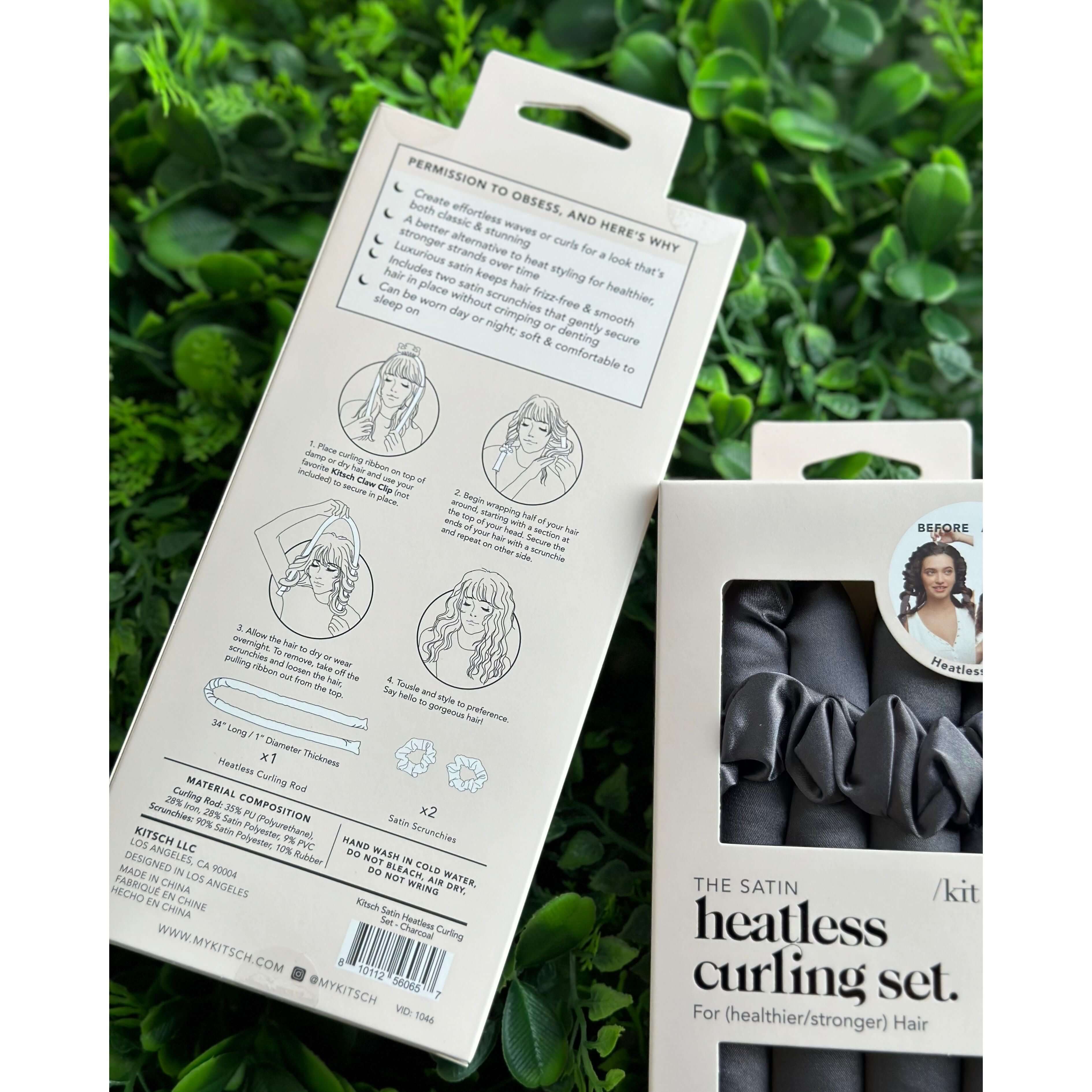 Kitsch Satin Heatless Curling Set - Charcoal – Alicia DiMichele Boutique
