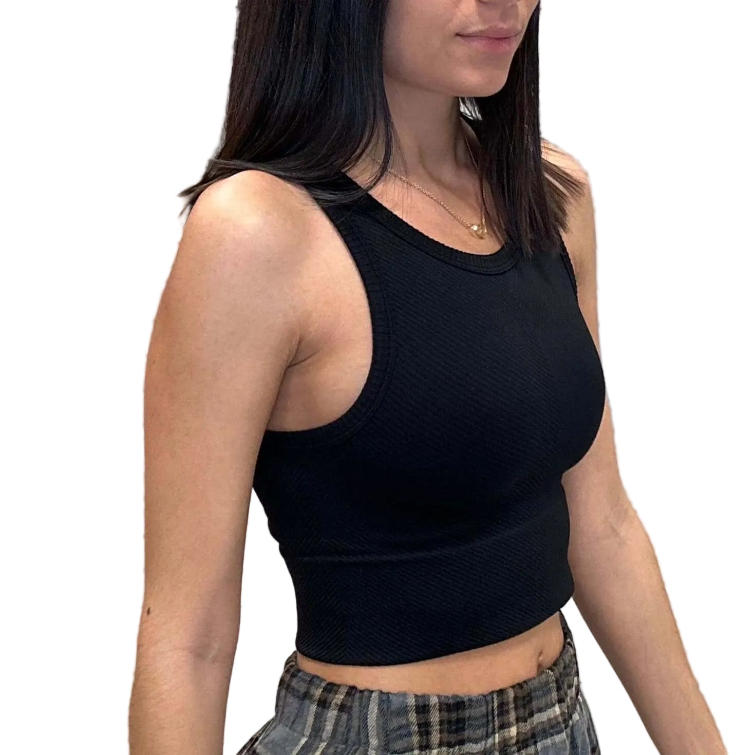 Chevron High Neck Crop Top - Black – Alicia DiMichele Boutique