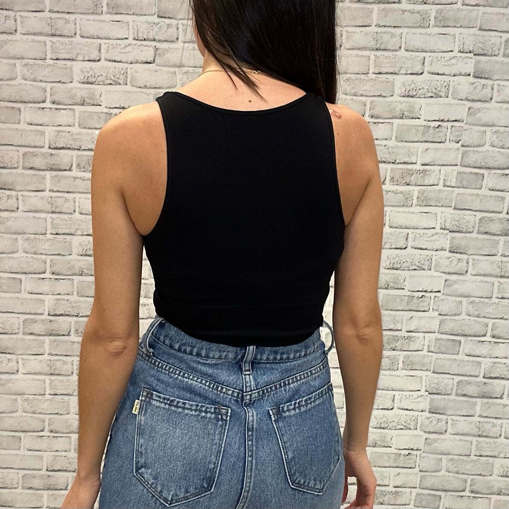 Highneck Crop Top Black – Alicia DiMichele Boutique