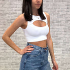 Cutout Ribbed Crop Bralette - White – Alicia DiMichele Boutique