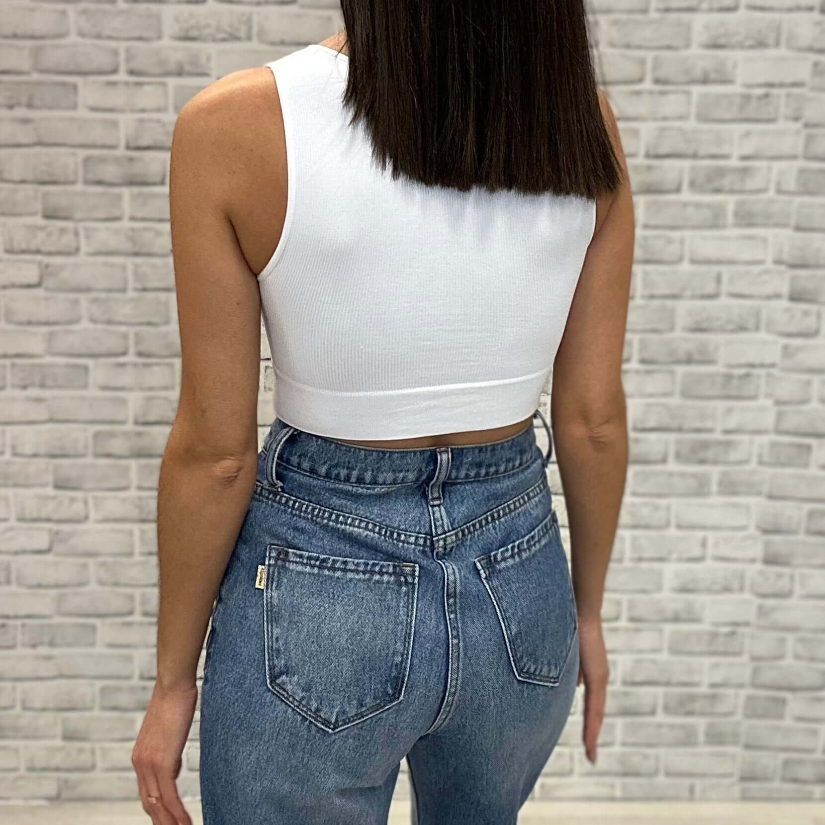 Cutout Ribbed Crop Bralette - White – Alicia DiMichele Boutique