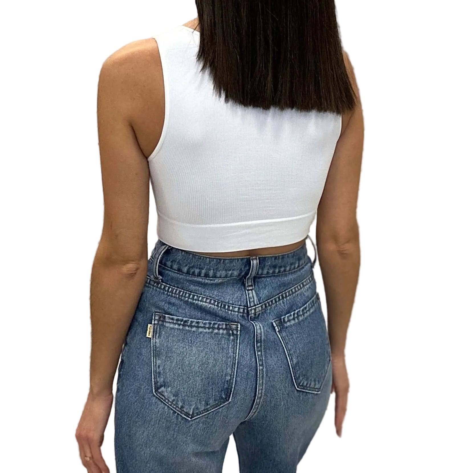 Cutout Ribbed Crop Bralette - White – Alicia DiMichele Boutique