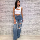 Cutout Ribbed Crop Bralette - White – Alicia DiMichele Boutique