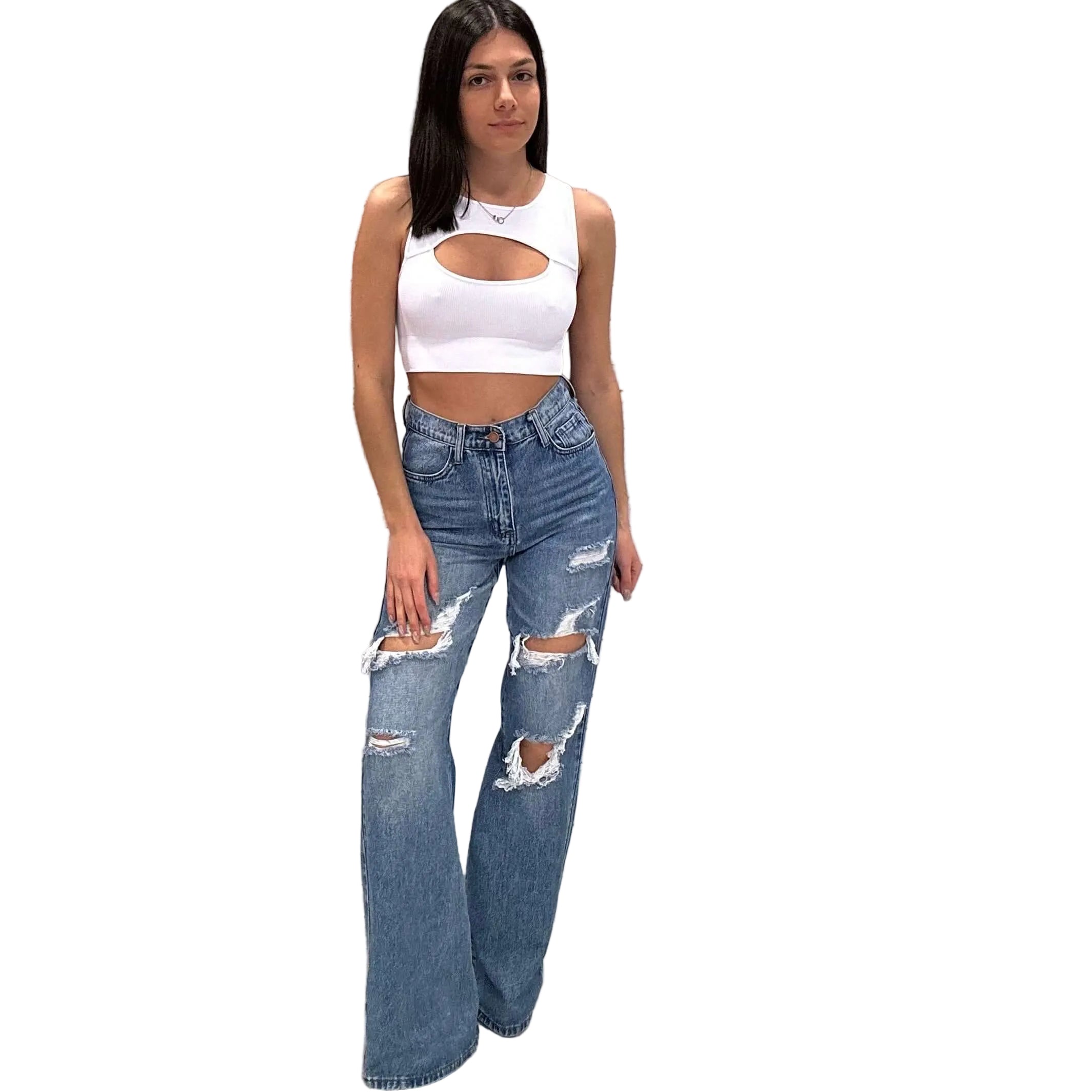 Cutout Ribbed Crop Bralette - White – Alicia DiMichele Boutique