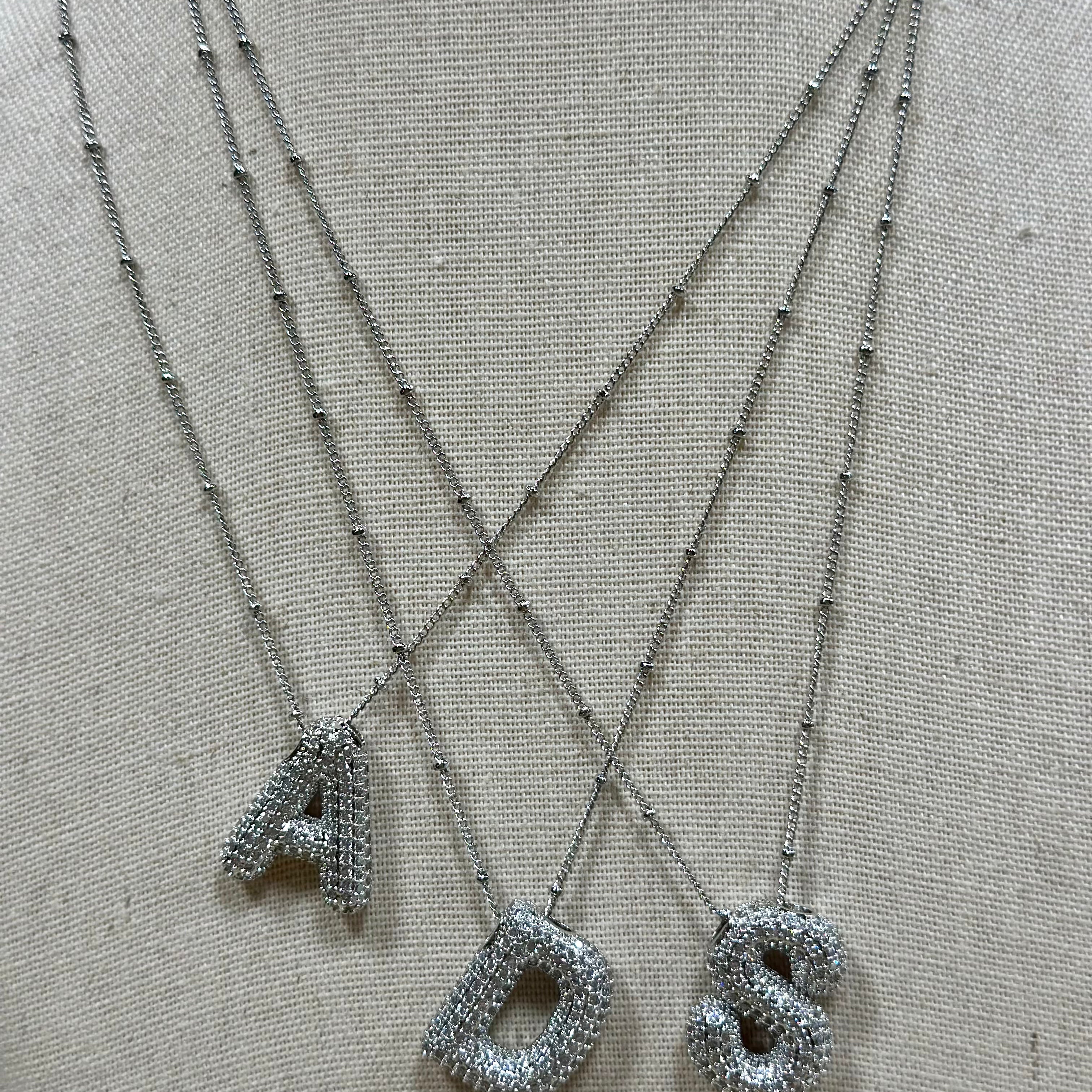 Silver Jeweled Bubble Initial Necklace – Alicia DiMichele Boutique