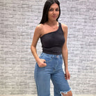 Vintage One Shoulder Crop Top - Black – Alicia DiMichele Boutique