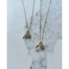 Skinny Curb Necklace with Pave Initial & Peace Charm – Alicia DiMichele Boutique