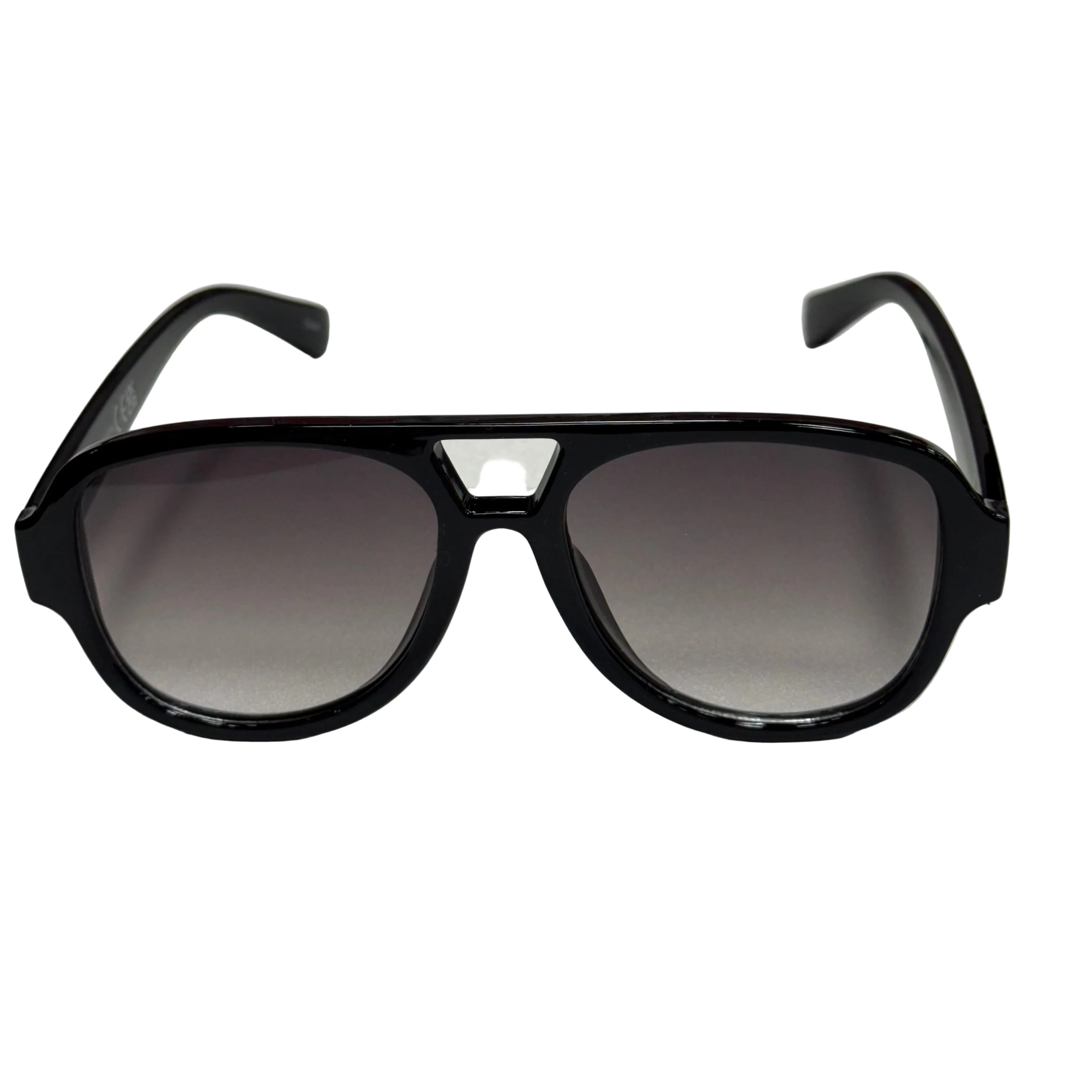 Black sunglasses with gradient lenses on a white background