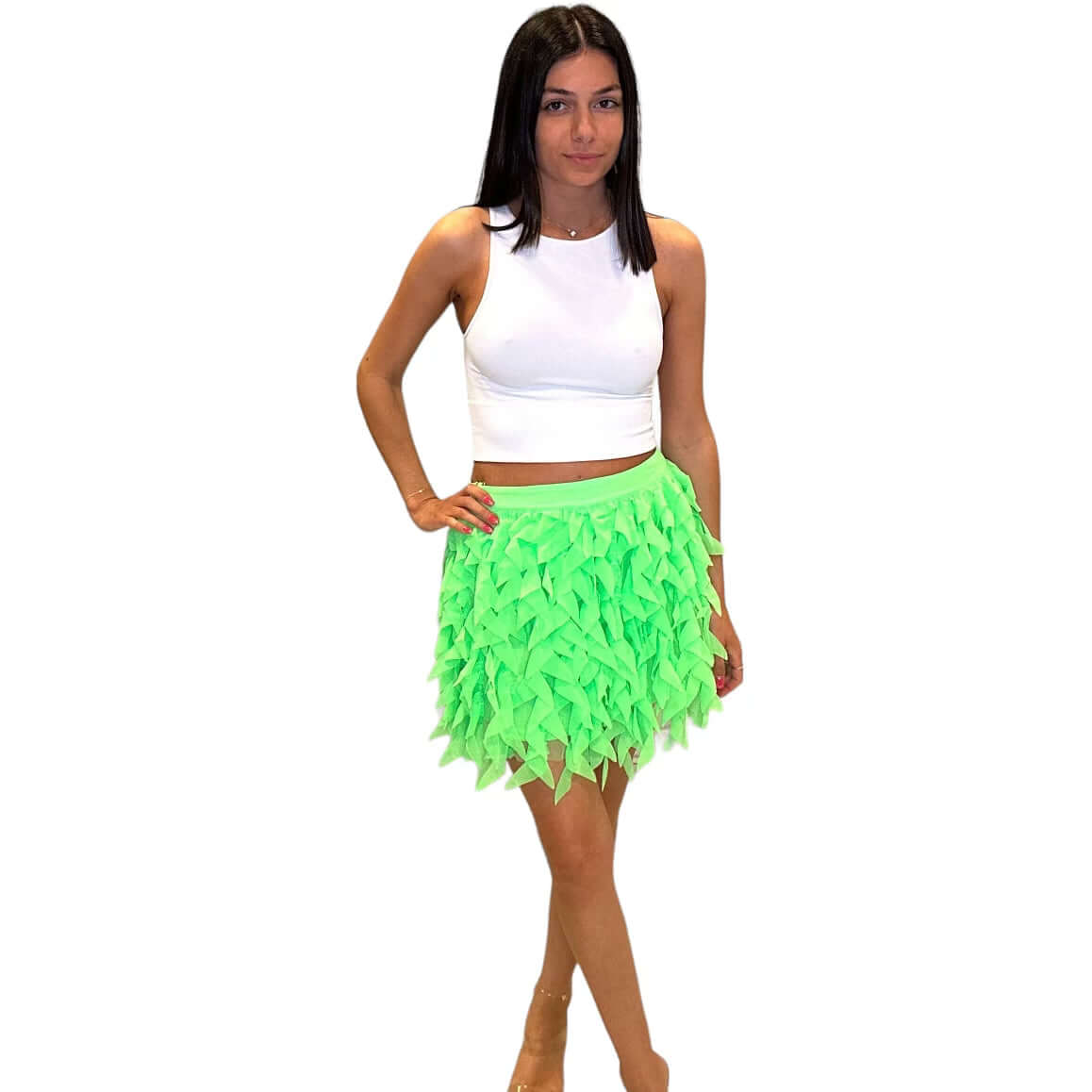 Amelia Frilly Mini Skirt - Neon Green – Alicia DiMichele Boutique
