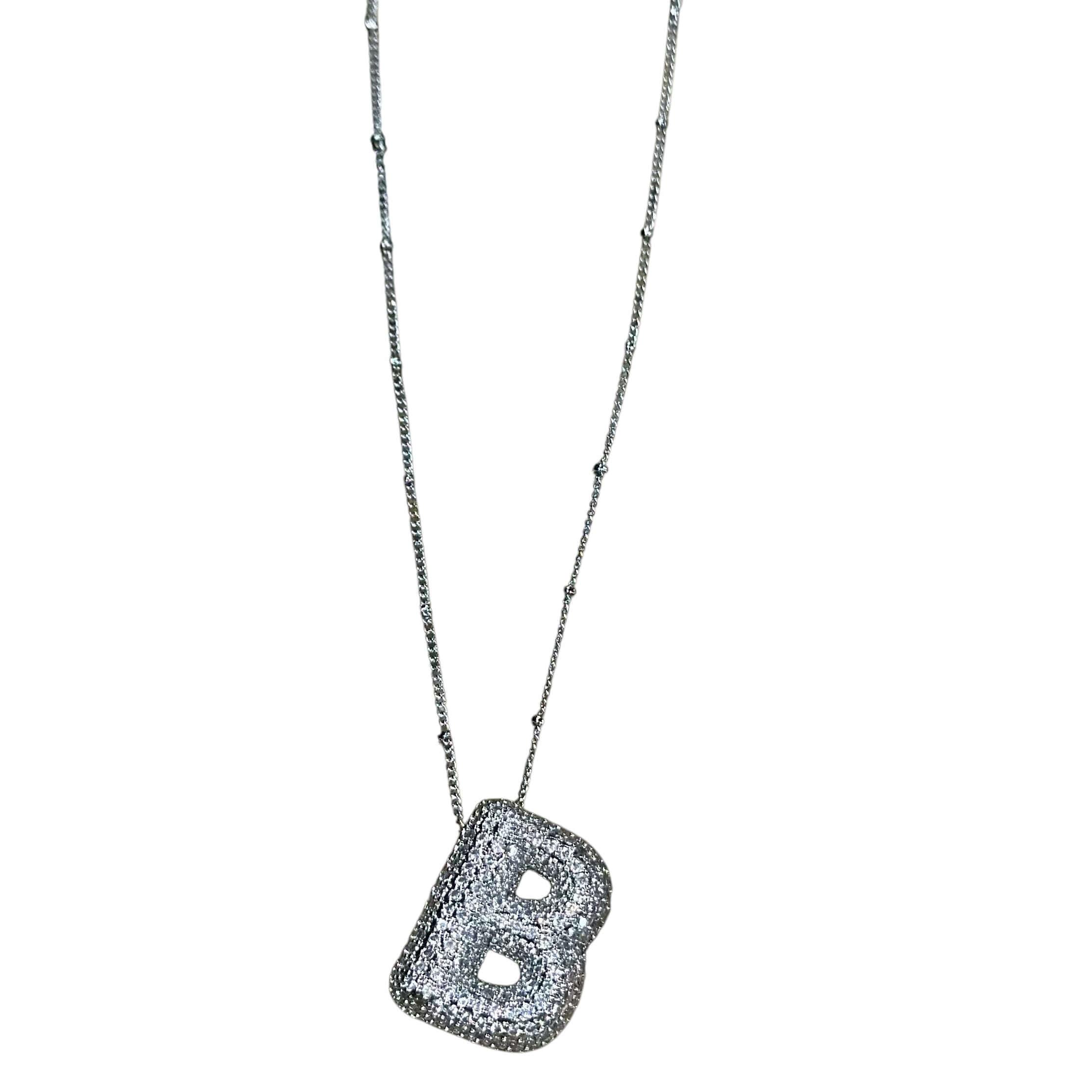 Silver Jeweled Bubble Initial Necklace – Alicia DiMichele Boutique