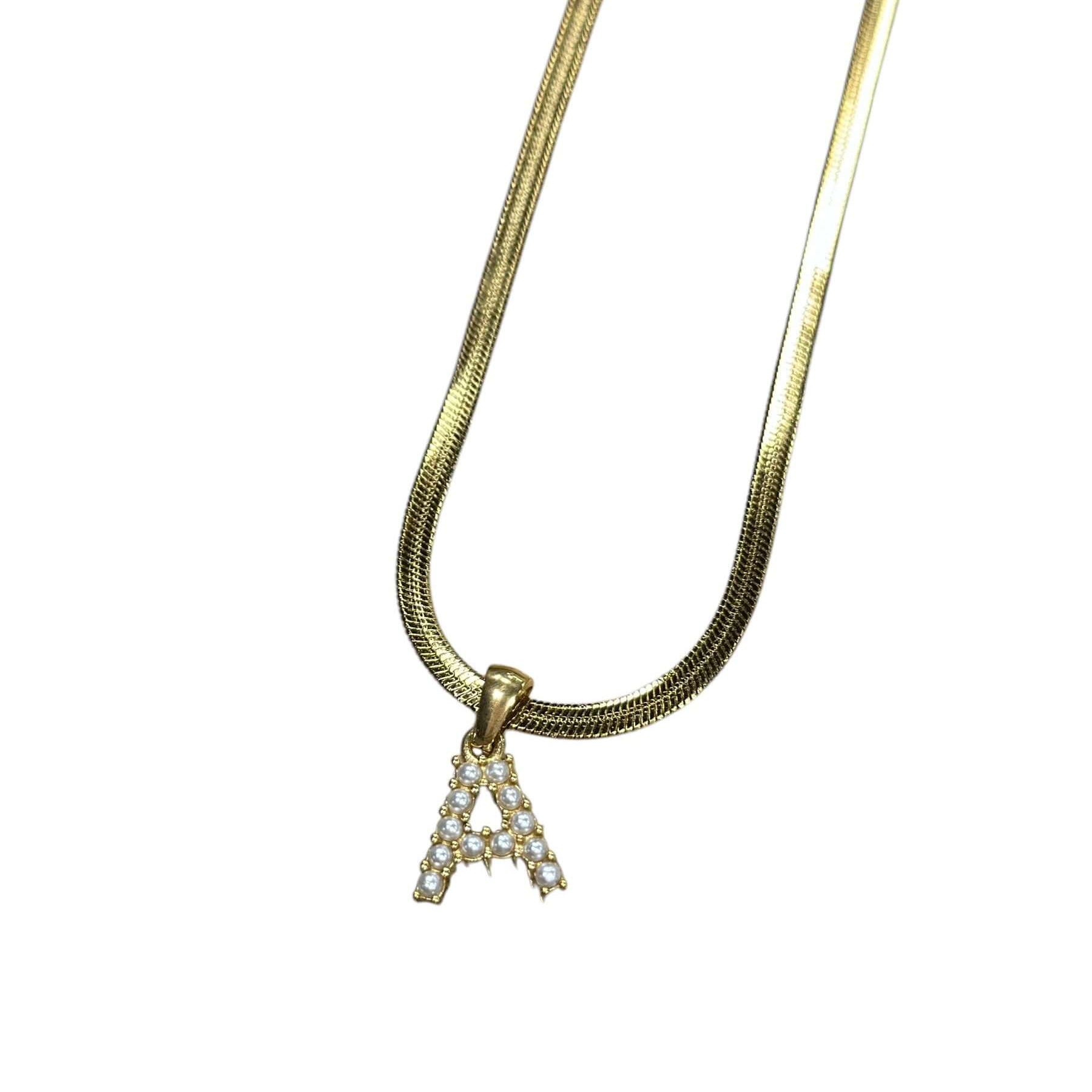 Pearl Letter Herringbone Necklace – Alicia DiMichele Boutique