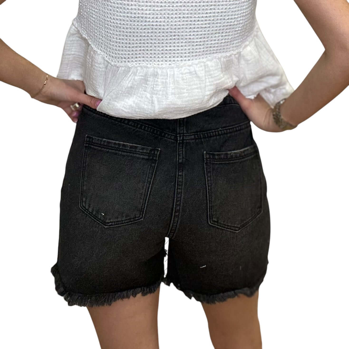 Crossover Relaxed Denim Shorts - Black – Alicia DiMichele Boutique