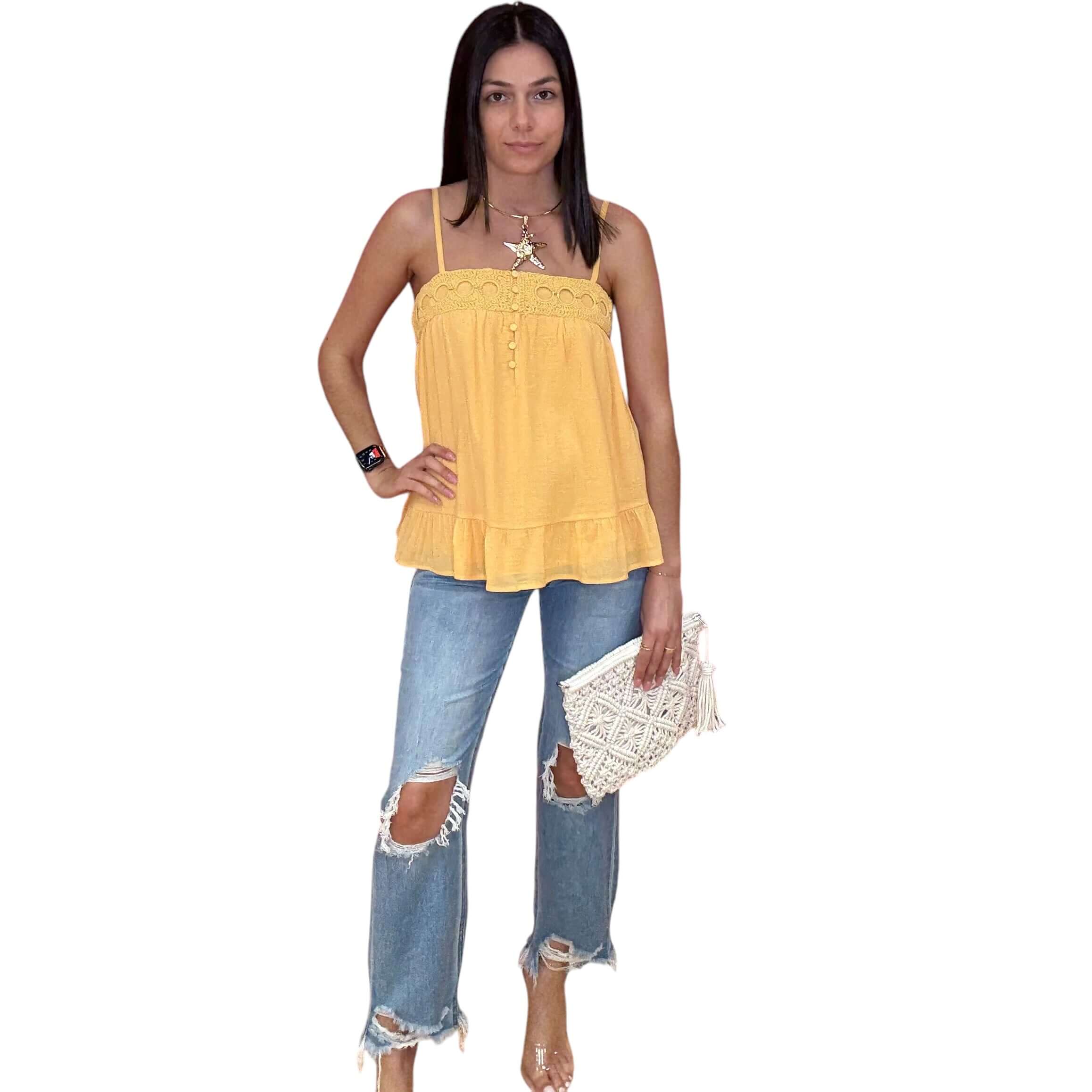 Flowy Crochet Trim Tank Top – Alicia DiMichele Boutique