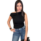 Asymmetric Sweater Top - Black – Alicia DiMichele Boutique