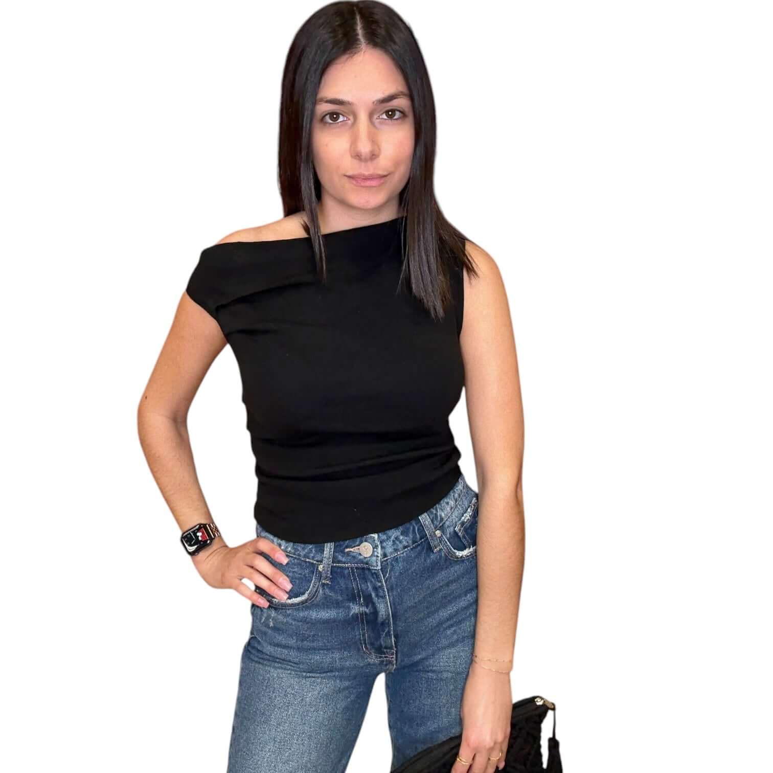 Asymmetric Sweater Top - Black – Alicia DiMichele Boutique