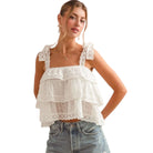 Ruffle Eyelet Tiered Top – Alicia DiMichele Boutique
