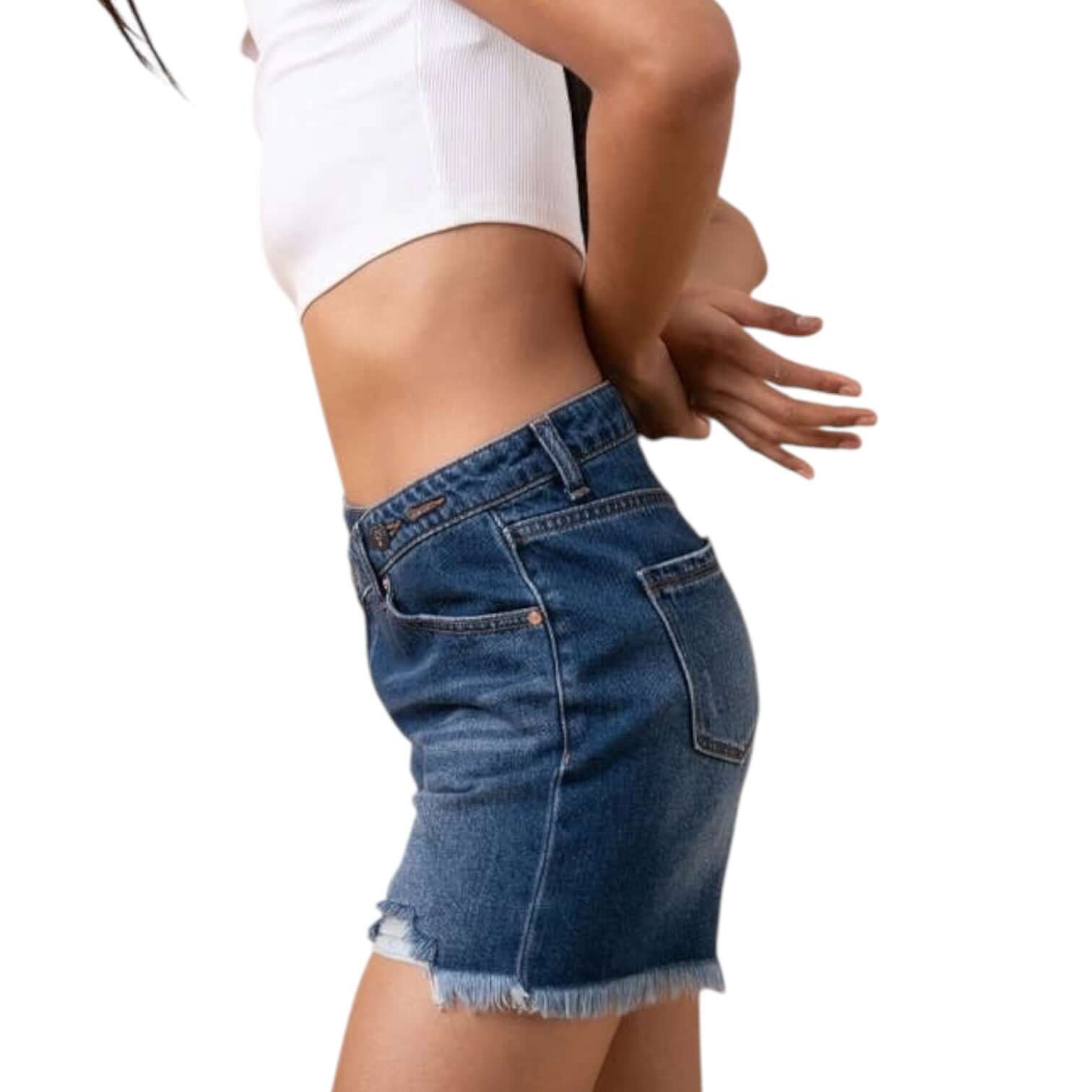 Crossover Dark Wash Denim Shorts – Alicia DiMichele Boutique