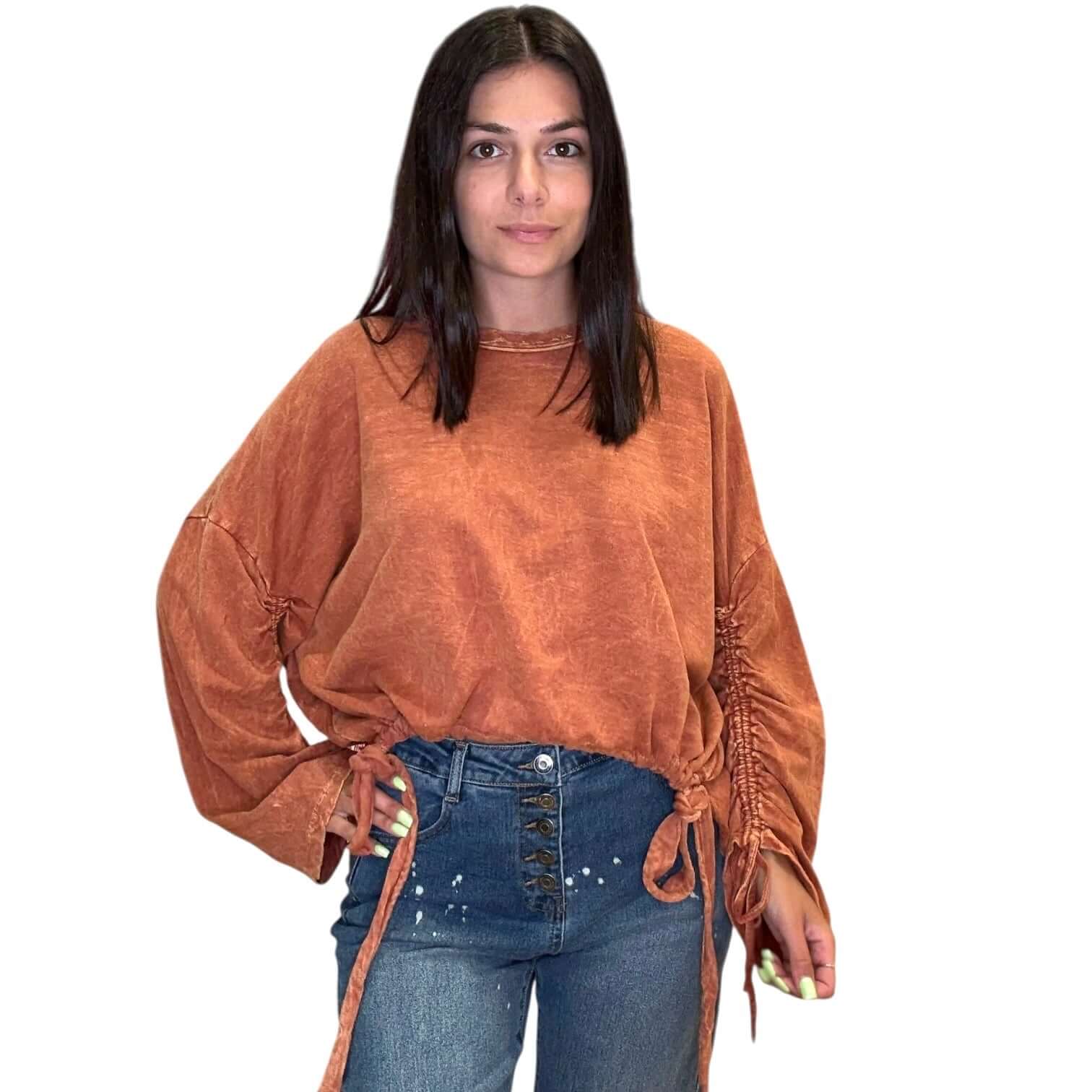 Burnt Orange Mineral Washed Pullover – Alicia DiMichele Boutique