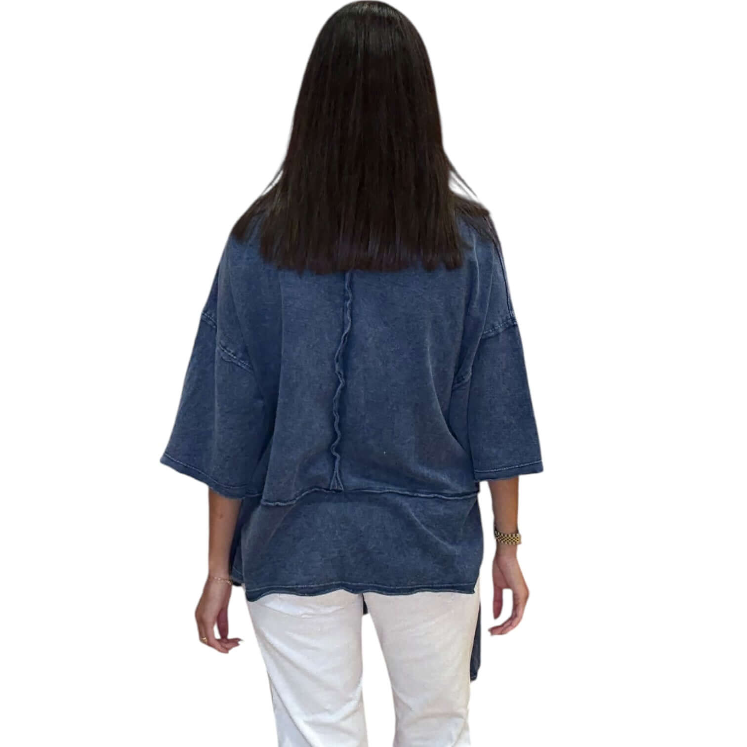Navy Wrap Mineral Washed Top – Alicia DiMichele Boutique