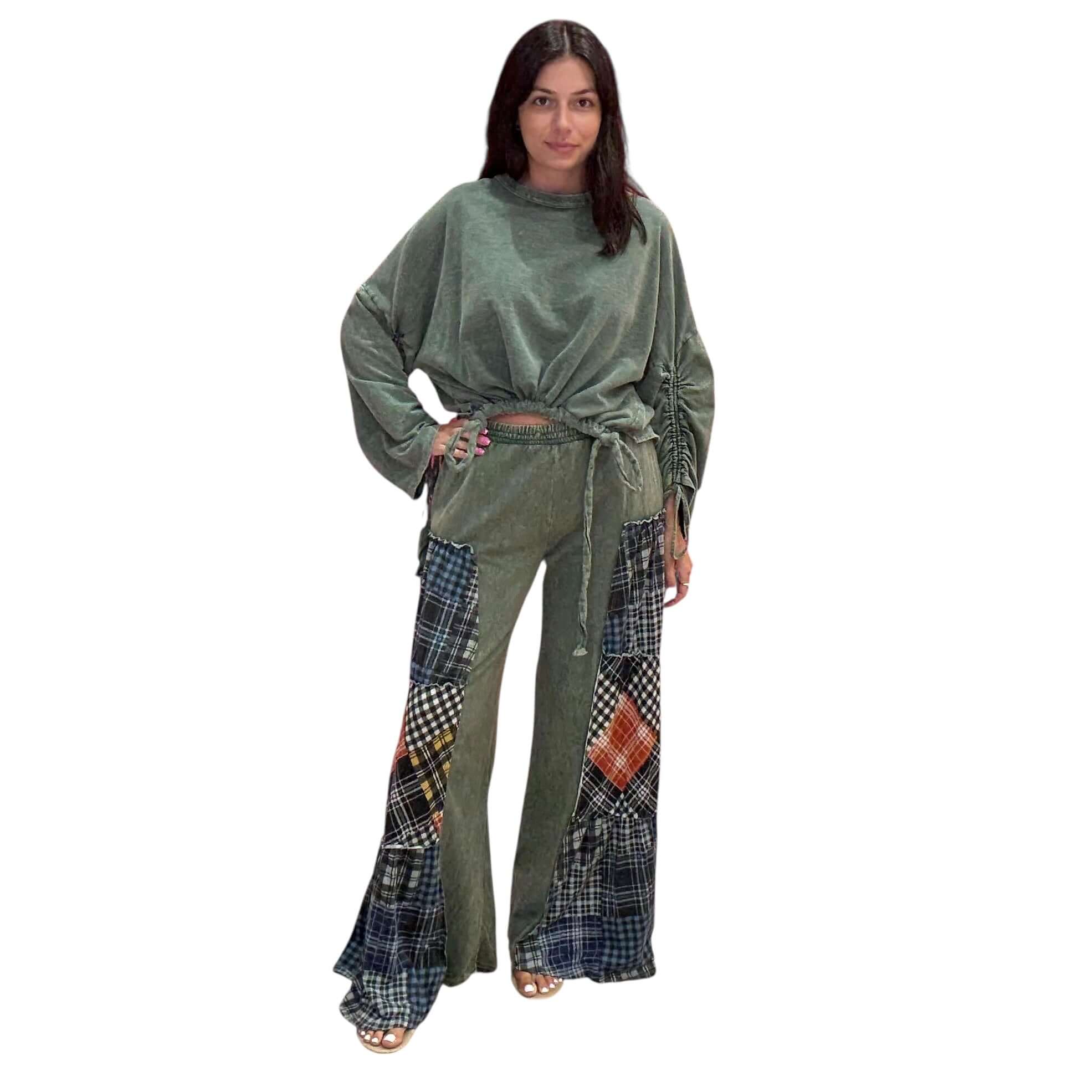 Olive Wanderer Plaid Flare Pants – Alicia DiMichele Boutique