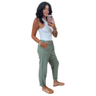 Italian Gauze Cotton Pants – Olive – Alicia DiMichele Boutique