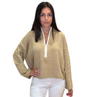 Textured Knit Half-Zip Sweater – Sand – Alicia DiMichele Boutique