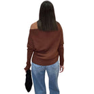Off Shoulder Boatneck Sweater – Brown – Alicia DiMichele Boutique