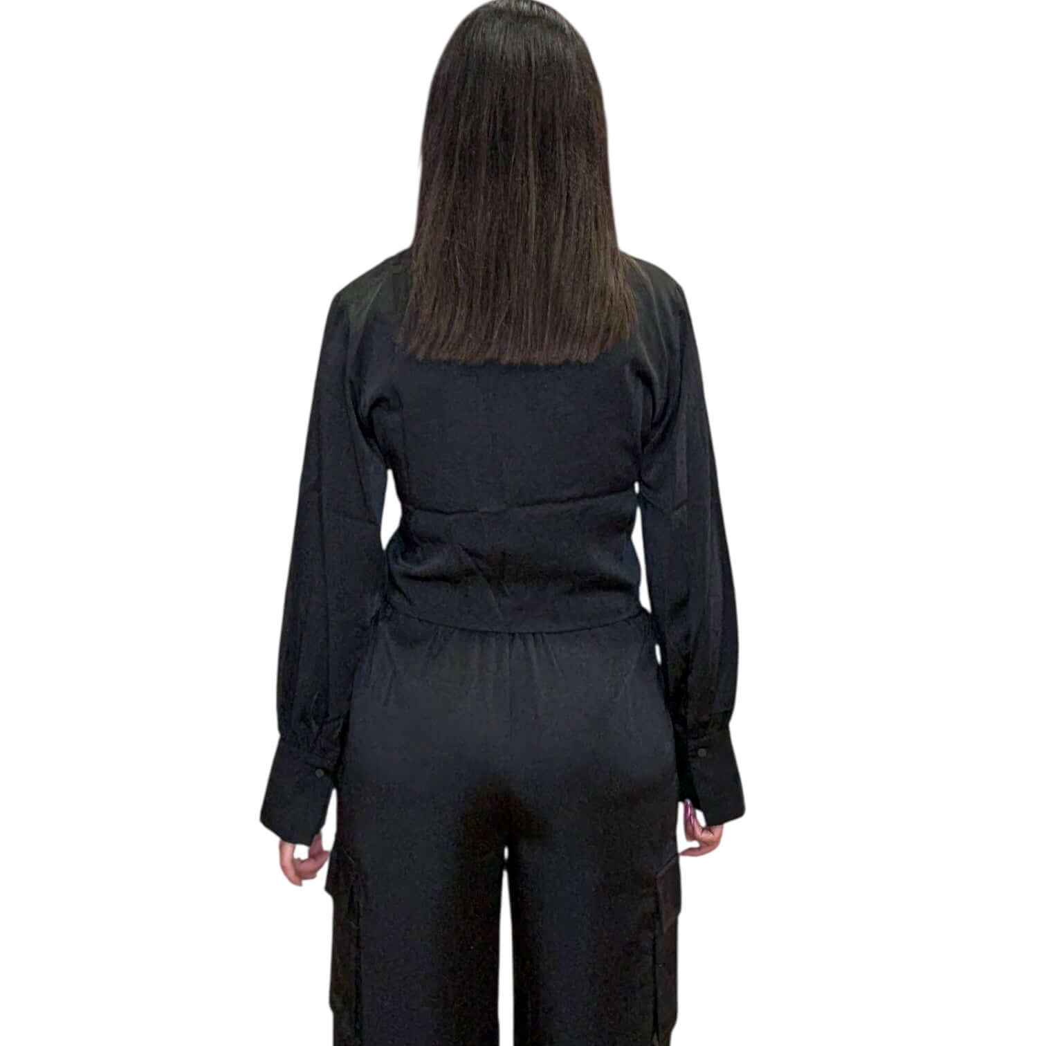 Satin V-Neck Cropped Blouse – Alicia DiMichele Boutique