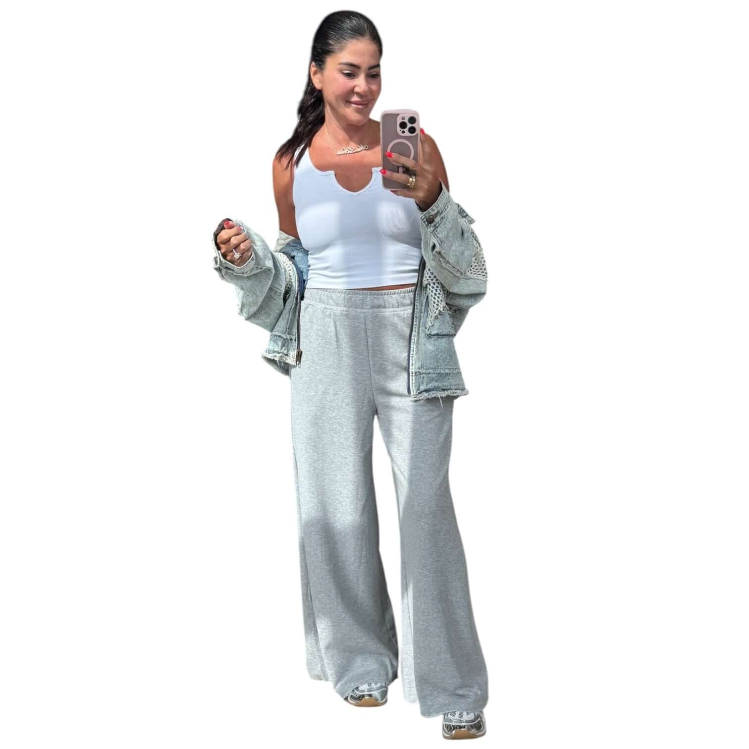 French Terry Wide Leg Sweatpants - Grey – Alicia DiMichele Boutique