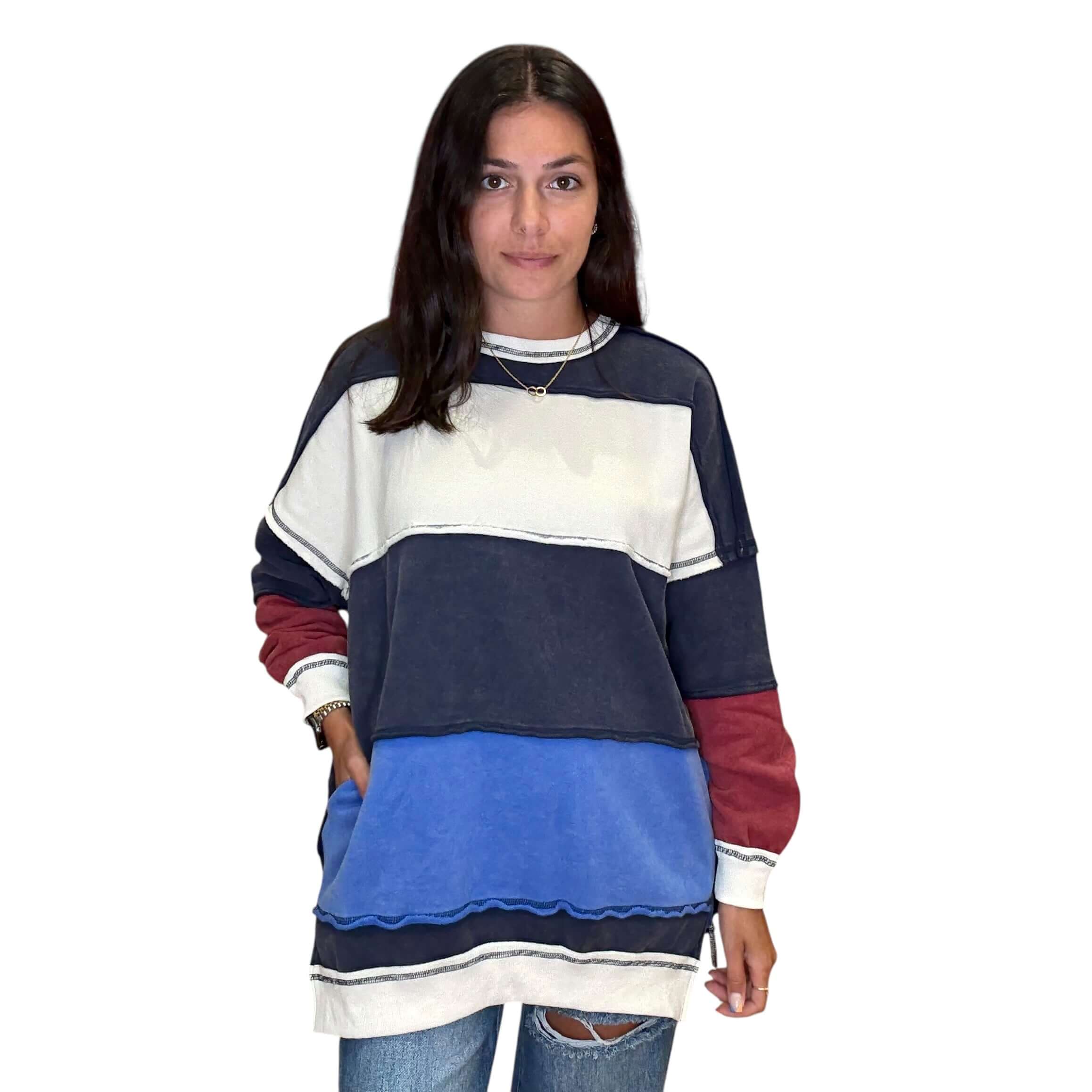 Color Block Stripe Sweatshirt – Alicia DiMichele Boutique