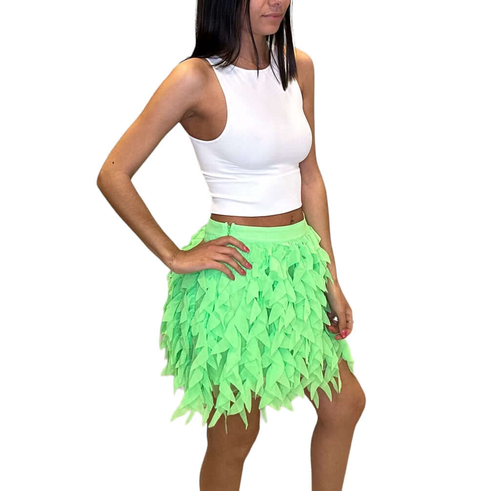 Amelia Frilly Mini Skirt - Neon Green – Alicia DiMichele Boutique